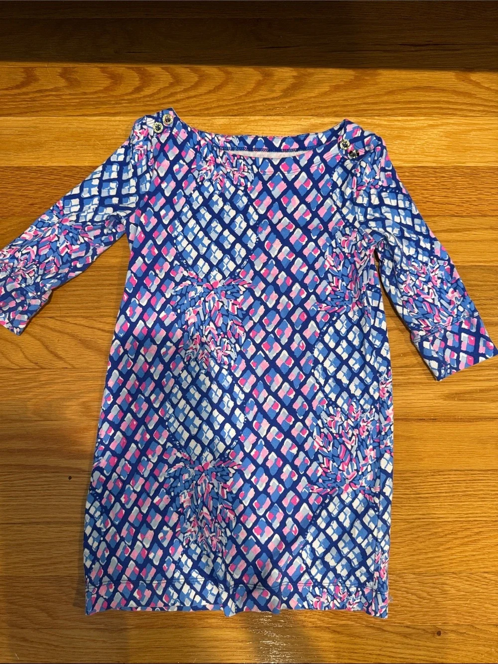 Lilly Pulitzer Blue, Pink & White Patterned Shift Dress